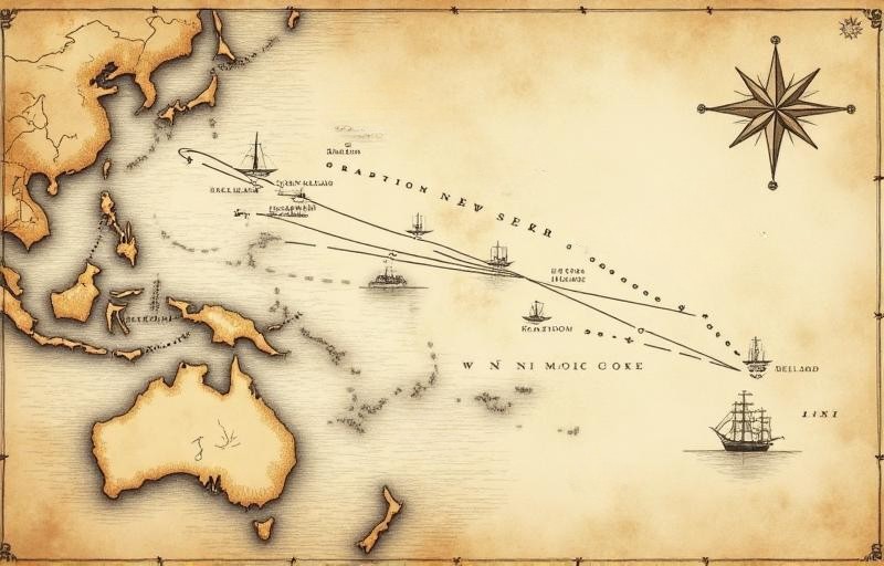 Map of Captain Cook's second voyage through the Pacific