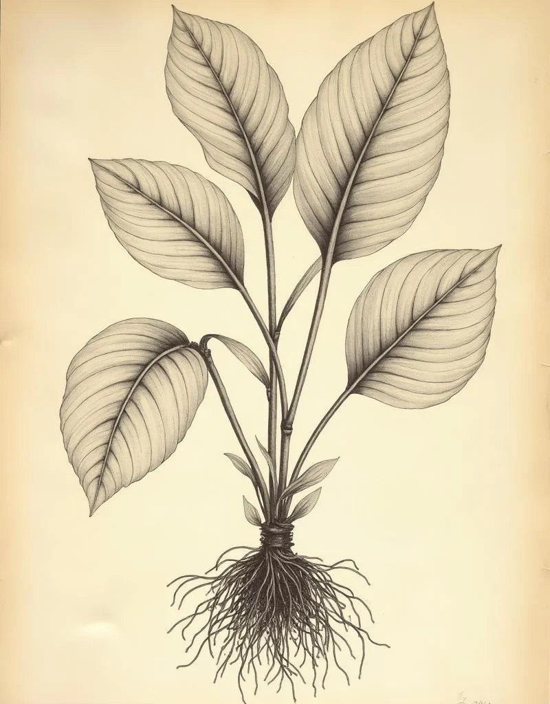Piper methysticum botanical illustration